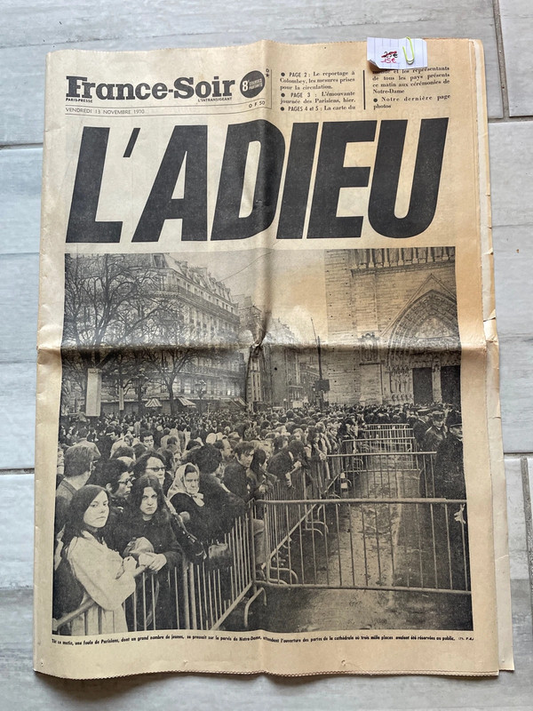 Journal France soir du vendredi 13 novembre 1970